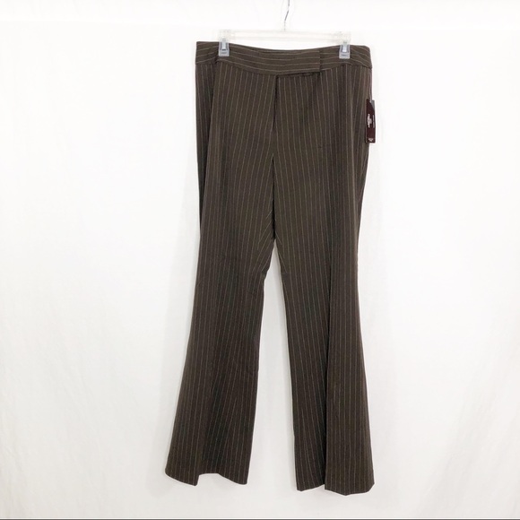 NEW Oleg Cassini High Rise Flare Slacks Pants, Size 12, Brown - Picture 1 of 4